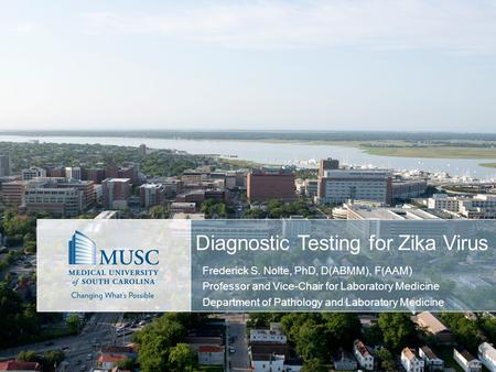 Diagnostic Testing for Zika Virus Frederick S. Nolte, PhD, D(ABMM), F(AAM) Professor and Vice-Chair for Laboratory Medicine Department of Pathology and.