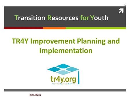  Transition Resources for Youth TR4Y Improvement Planning and Implementation  1.