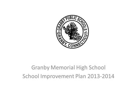 Granby Memorial High School School Improvement Plan 2013-2014.