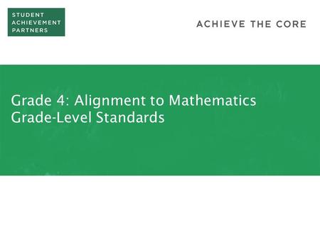 Grade 4: Alignment to Mathematics Grade-Level Standards.