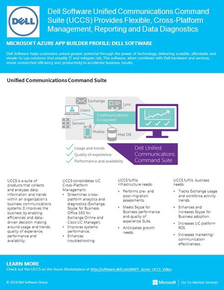 Dell Software Unified Communications Command Suite (UCCS) Provides Flexible, Cross-Platform Management, Reporting and Data Diagnostics MICROSOFT AZURE.