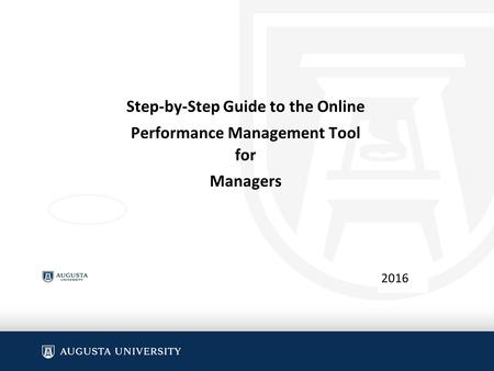 Step-by-Step Guide to the Online Performance Management Tool for Managers 2016.