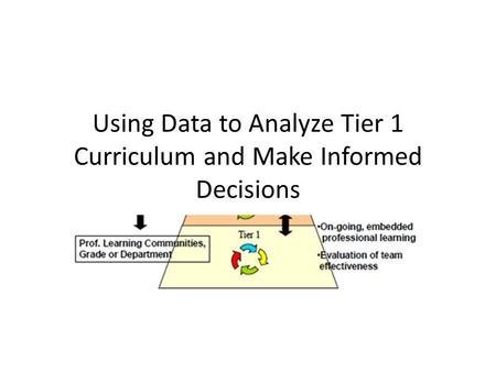 Using Data to Analyze Tier 1 Curriculum and Make Informed Decisions.