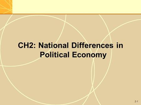 2-1 CH2: National Differences in Political Economy.