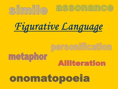 Figurative Language FIGURATIVE LANGUAGE The opposite of literal language is figurative language. Figurative language is language that means more than.