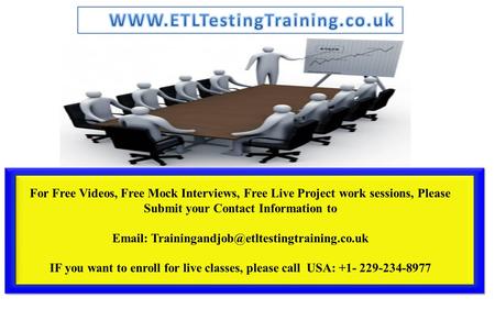 For Free Videos, Free Mock Interviews, Free Live Project work sessions, Please Submit your Contact Information to