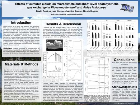 Results & Discussion Effects of cumulus clouds on microclimate and shoot-level photosynthetic gas exchange in Picea engelmannii and.