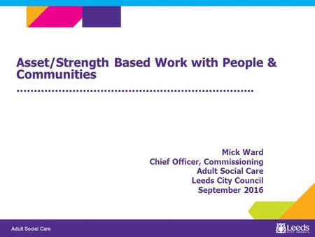 Asset/Strength Based Work with People & Communities