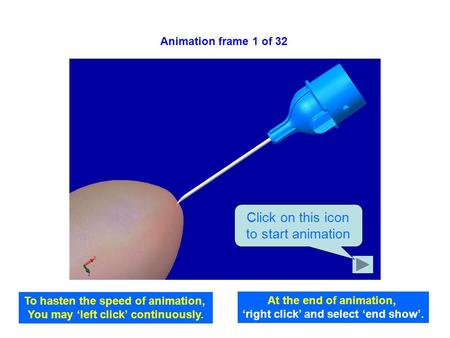 Click on this icon to start animation At the end of animation, ‘right click’ and select ‘end show’. Animation frame 1 of 32 To hasten the speed of animation,