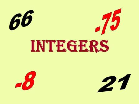 INTEGERS Absolute Value Numbers and the Number Line Addition Subtraction Multiplication and Division Add/Subtract Matrices.