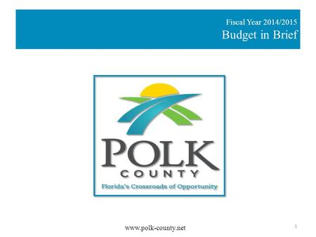 Fiscal Year 2014/2015 Budget in Brief  1.