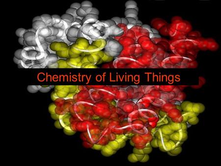 Chemistry of Living Things. Organic Molecules that contain Carbon and Hydrogen Examples: Carbohydrates, Proteins, Lipids and DNA Inorganic Any molecules.