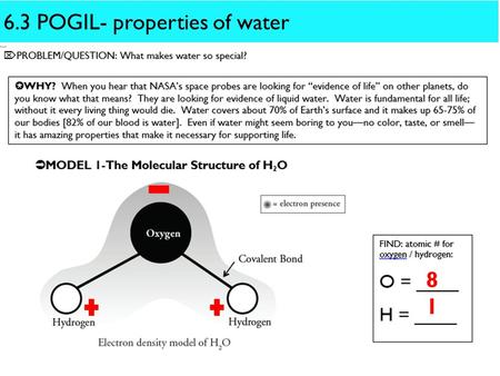6.3 POGIL- properties of water