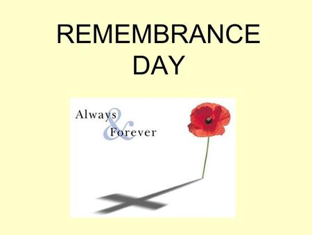 REMEMBRANCE DAY. November is the time of year when we wear a red poppy in memory of those who sacrificed their lives during the war.