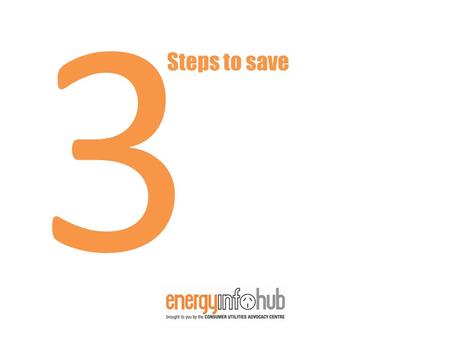 3 Steps to save. 3 Saving energy Saving Energy 70% of all energy use is from these areas.