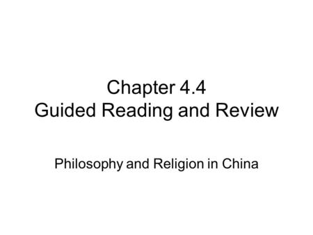 Chapter 4.4 Guided Reading and Review