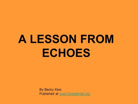 A LESSON FROM ECHOES By Becky Kew Published at