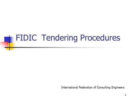 FIDIC Tendering Procedures