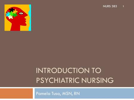 INTRODUCTION TO PSYCHIATRIC NURSING Pamela Tusa, MSN, RN 1 NURS 383.