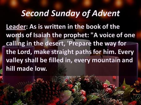 “Preparation That Brings Peace” Sunday, December 7, 2014 Pastor Rod Enos.