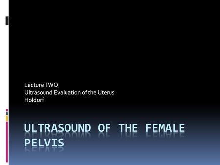 Lecture TWO Ultrasound Evaluation of the Uterus Holdorf.