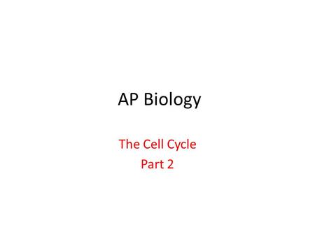 AP Biology The Cell Cycle Part 2. Centrioles Interphase.