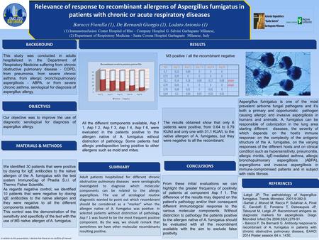 Relevance of response to recombinant allergens of Aspergillus fumigatus in patients with chronic or acute respiratory diseases Barocci Fiorella (1), De.
