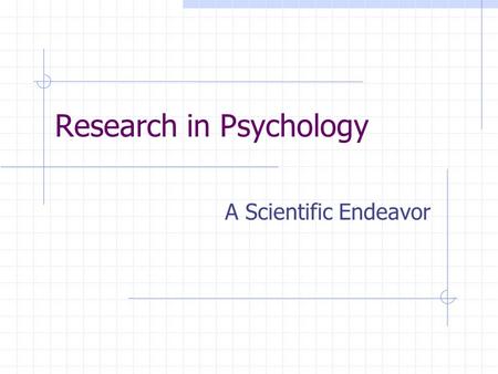 Research in Psychology A Scientific Endeavor. Goals of Psychological Research Description of social behavior Are people who grow up in warm climates different.