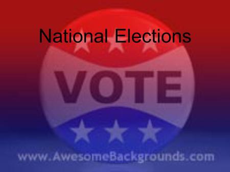 National Elections. I. Primaries and Caucuses A. Types 1. Open - Any voter in the district may attend 2. Closed - Only voters who have registered as a.