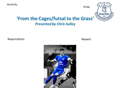 ‘From the Cages/futsal to the Grass’ Presented by Chris Sulley Humility Respect Responsibility Pride.