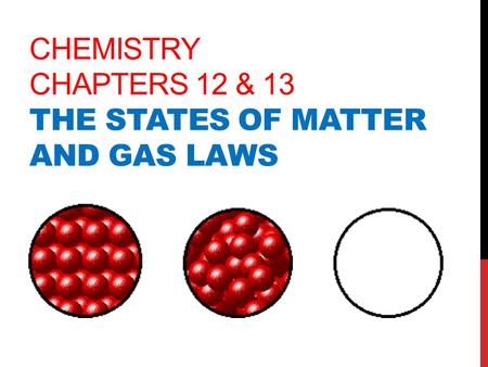 CHEMISTRY CHAPTERS 12 & 13 THE STATES OF MATTER AND GAS LAWS.