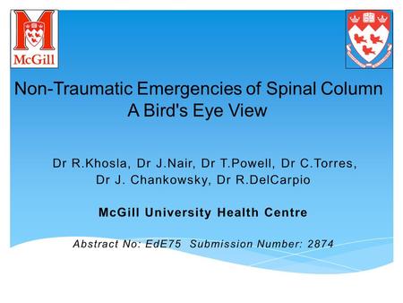 Non­-Traumatic Emergencies of Spinal Column A Bird's Eye View.