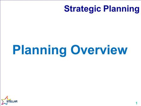 1 Strategic Planning Planning Overview. 2 Strategic Plan Business Plan Corporate Plan …other plans Types of Plans.