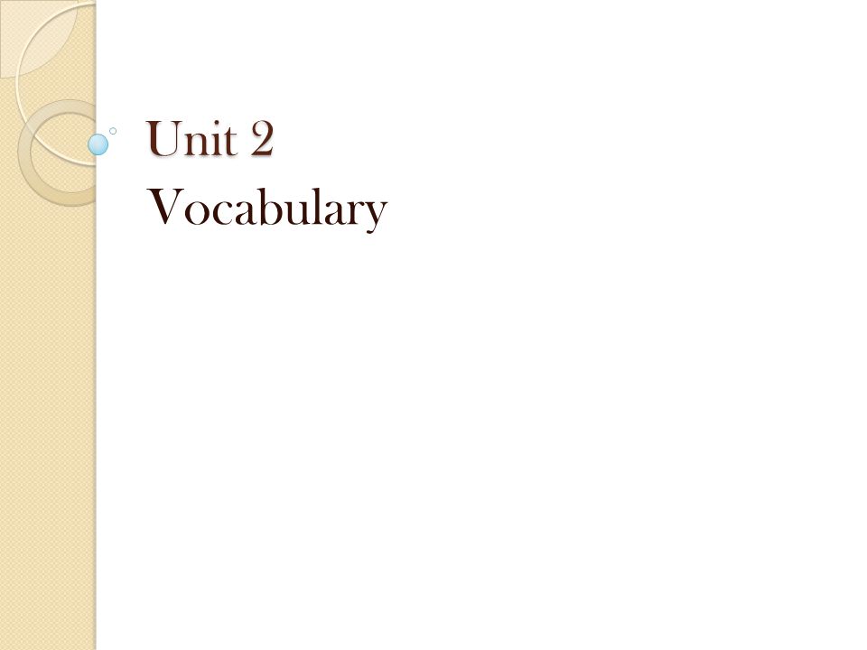 English II Vocabulary Unit ppt download