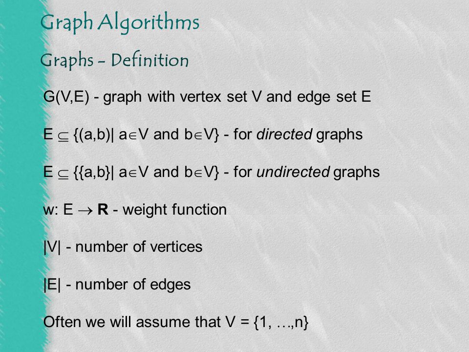 Graphs Definition G V E Graph With Vertex Set V And Edge Set E Ppt Video Online Download