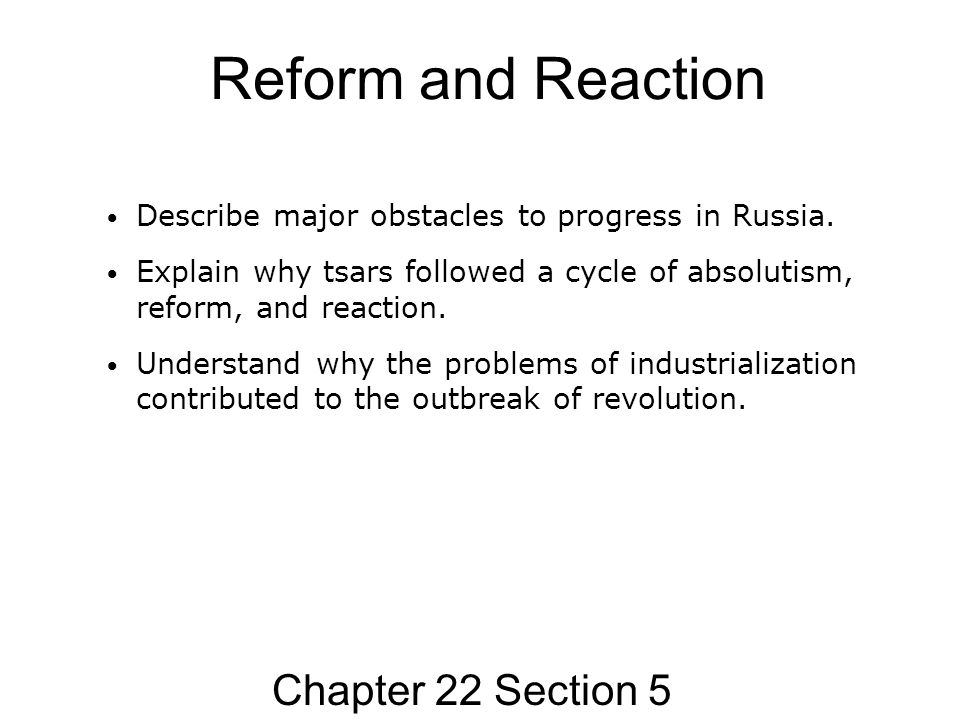 Reform and Reaction Chapter 22 Section 5 - ppt video online download