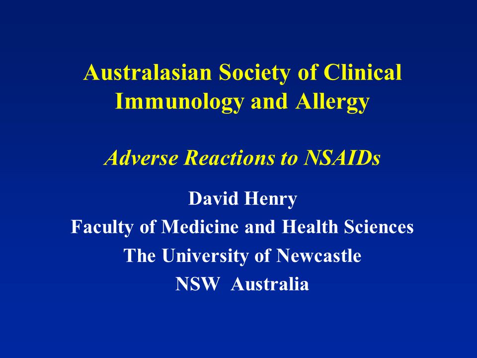 blik æggelederne forsikring Australasian Society of Clinical Immunology and Allergy Adverse Reactions  to NSAIDs David Henry Faculty of Medicine and Health Sciences The  University. - ppt download
