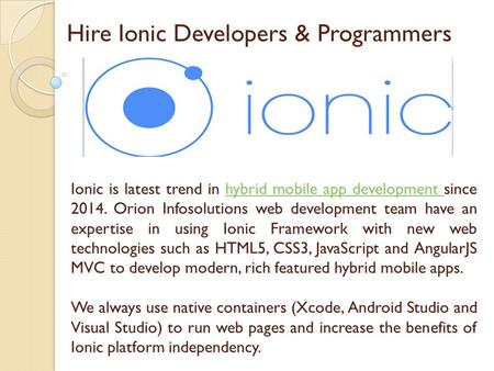Hire Ionic Developers & Programmers