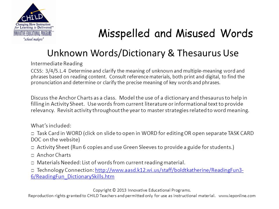 Thesaurus Search Matching Sheet (Years 3-4)