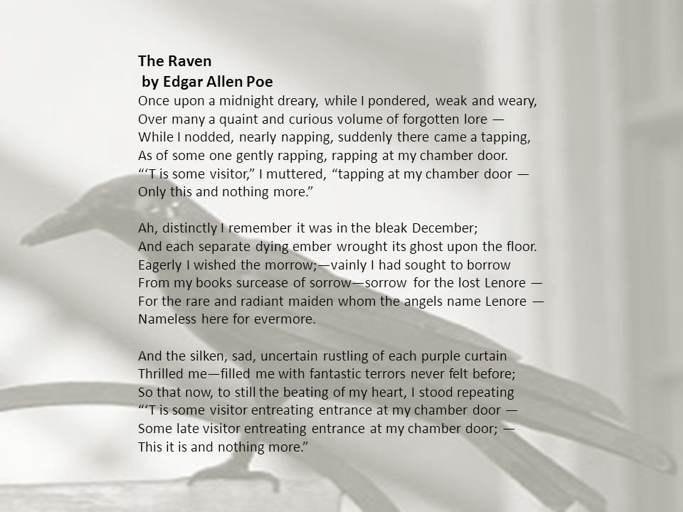 The Raven by Edgar Allen Poe - ppt video online download