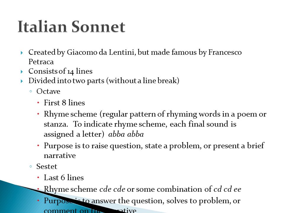 Italian Sonnet First 8 lines - ppt video online download