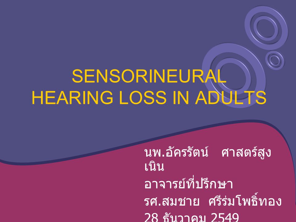 SENSORINEURAL HEARING LOSS IN ADULTS - ppt video online download