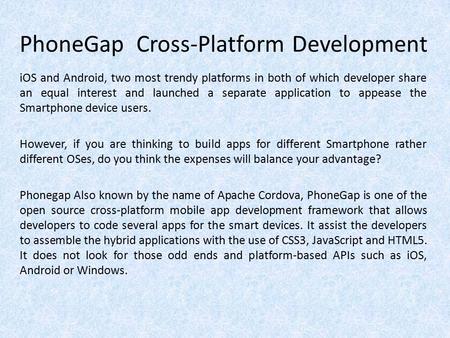 PhoneGap Cross-Platform Development Company India