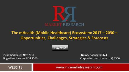 The mHealth (Mobile Healthcare) Ecosystem: 2017 – 2030 – Opportunities, Challenges, Strategies & Forecasts  WEBSITE Published.