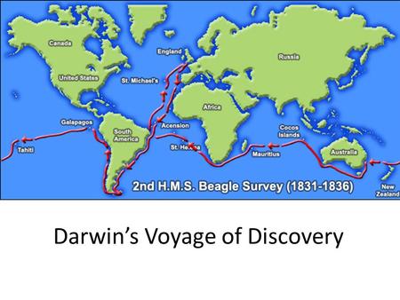 Darwin’s Voyage of Discovery. Charles Darwin Born February 12, 1809 in England Grew up when scientific views were shifting – Geologists suggested that.