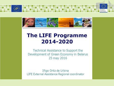 The LIFE Programme Iñigo Ortiz de Urbina LIFE External Assistance Regional coordinator Technical Assistance to Support the Development of Green.