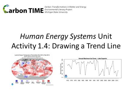 Human Energy Systems Unit Activity 1.4: Drawing a Trend Line Carbon: Transformations in Matter and Energy Environmental Literacy Project Michigan State.