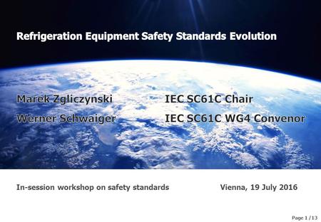 In-session workshop on safety standards Vienna, 19 July 2016 Page 1 /13.