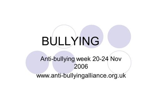 BULLYING Anti-bullying week Nov 2006