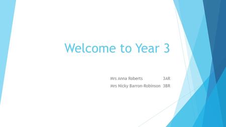 Welcome to Year 3 Mrs Anna Roberts 3AR Mrs Nicky Barron-Robinson 3BR.